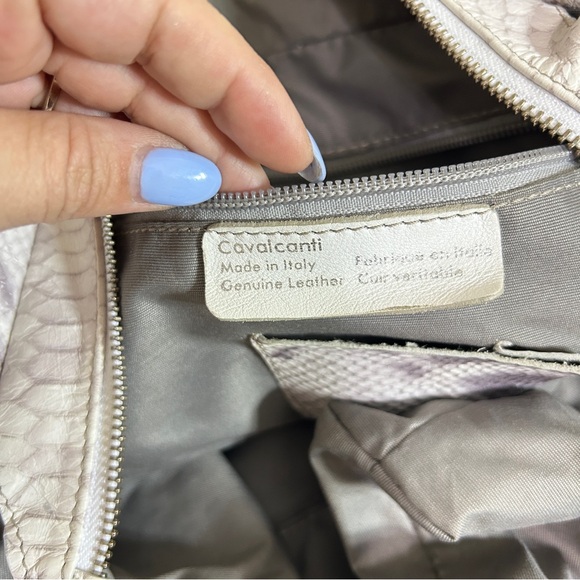 Cavalcanti Elegant White and Gray Women's Leather Tote Bag - Picture 4 of 11